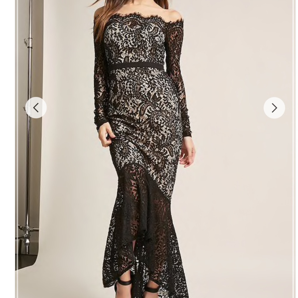 Lace off-the-shoulder high-low Dress